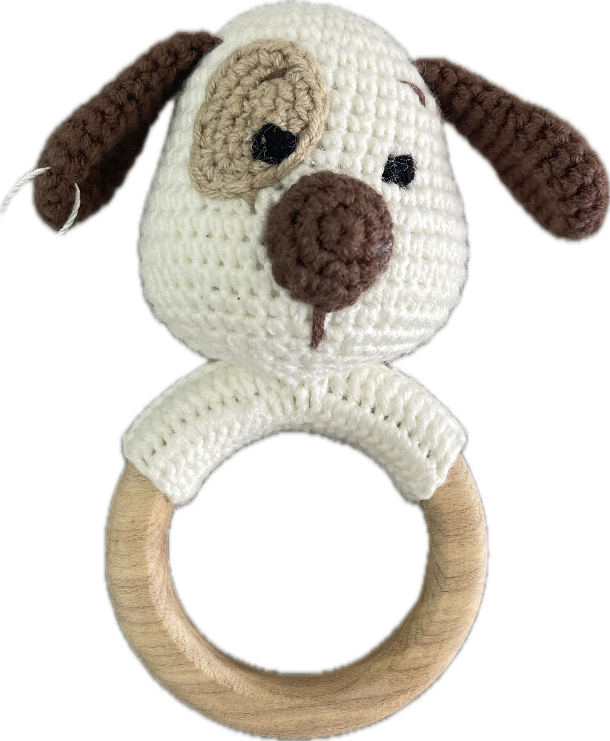 Hand Crocheted Baby Rattle – Soft Cotton & Wooden Teether Toy