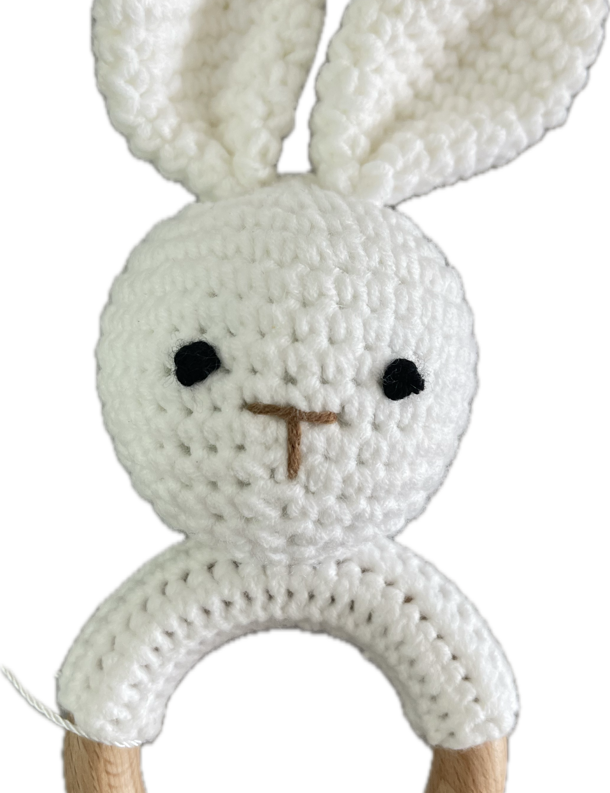 Hand Crocheted Baby Rattle – Soft Cotton & Wooden Teether Toy