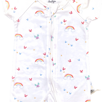Baby romper and headband set in colorful rainbow print
